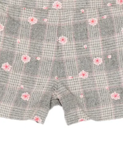 Tartine Et Chocolat Floral-embroidered Checked Shorts In Neutral