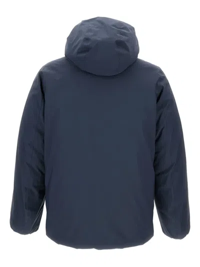 K-way Hooded Jacket With Side Pockets And Cuffs In Blue