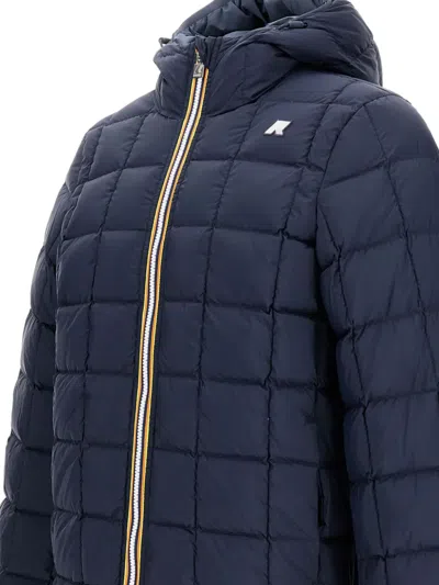 K-way Hooded Jacket With Side Pockets And Cuffs In Blue