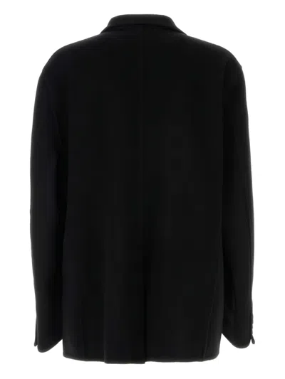 Balenciaga Flannel Blazer With Notch Lapel And Pockets In Black