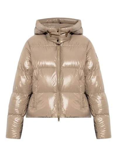 Moose Knuckles Detachable Hood Shiny Shell Down Jacket Clothing In Nude