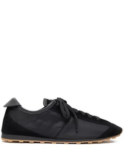 Jacquemus Smooth Suede-textured Sneakers With Contrasting Rubber Sole In Black