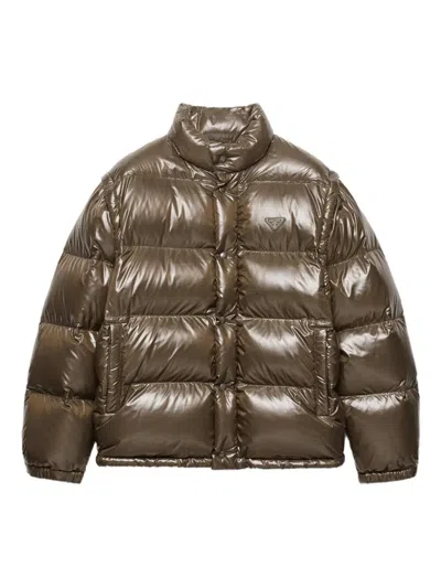 Prada Medium Down Jacket In Re-nylon In Green