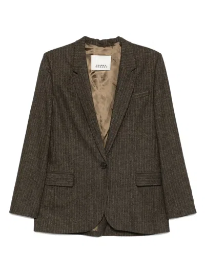 Isabel Marant Single-breasted Pinstripe Blazer In Gray