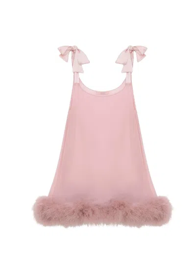 Gilda & Pearl Brief Encounter Feather-trim Babydoll In Pink