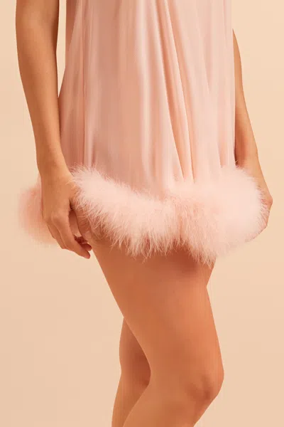 Gilda & Pearl Brief Encounter Feather-trim Babydoll In Pink