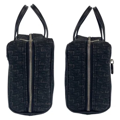 Pre-owned Dior Christian  Black Canvas Leather Handbag Vanity Bag ()