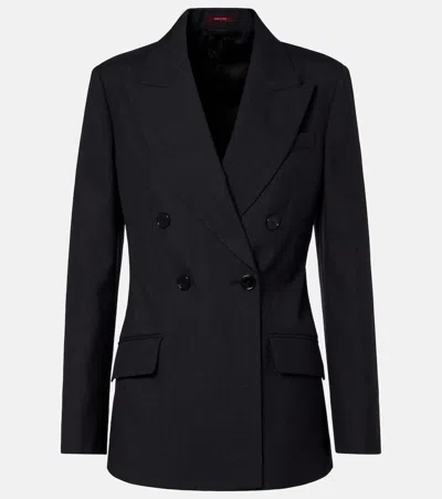 Gucci Embroidered Wool Blazer With Notched Lapels And Pockets In Black