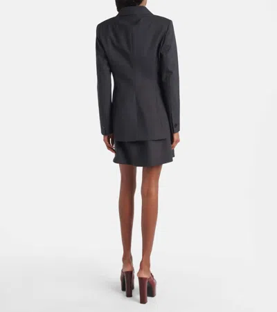 Gucci Embroidered Wool Blazer With Notched Lapels And Pockets In Black
