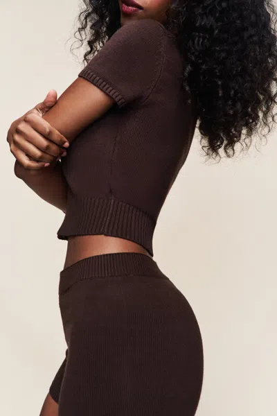 Danielle Guizio Ny Calesia Zip Up Top In Brown