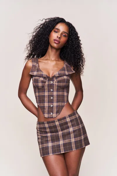 Danielle Guizio Ny Chamonix Tartan Corset In Multi