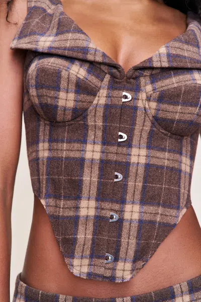 Danielle Guizio Ny Chamonix Tartan Corset In Multi