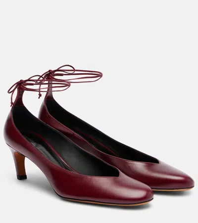 Proenza Schouler Uma Leather Ankle-tie Pumps In Burgundy