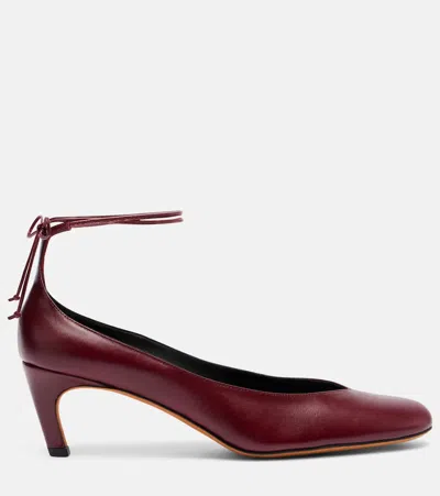 Proenza Schouler Uma Leather Ankle-tie Pumps In Burgundy