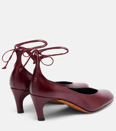 Proenza Schouler Uma Leather Ankle-tie Pumps In Burgundy