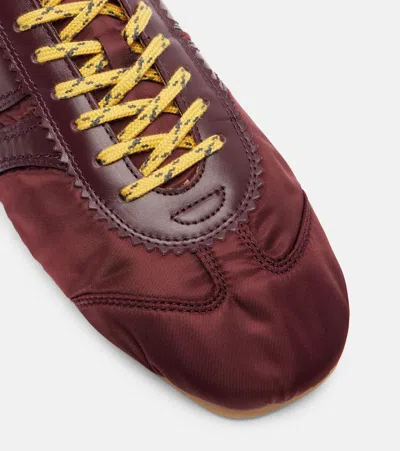 Dries Van Noten Low-top Nylon Running Sneakers With Leather Inserts In Burgundy