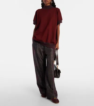 Dries Van Noten Low-top Nylon Running Sneakers With Leather Inserts In Burgundy