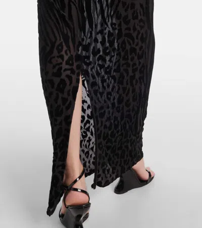 Alex Perry Sheer Animal-print Devoré Maxi Dress In Black
