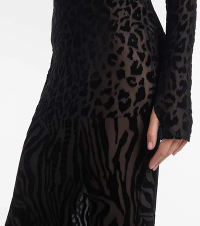 Alex Perry Sheer Animal-print Devoré Maxi Dress In Black