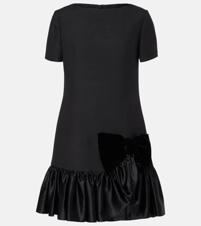 Valentino Garavani Bow Detail Wool And Silk Mini Dress In Black