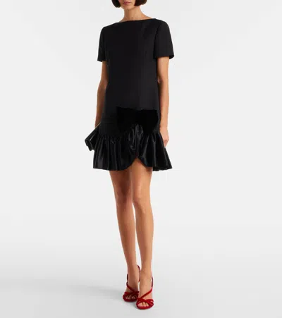 Valentino Garavani Bow Detail Wool And Silk Mini Dress In Black