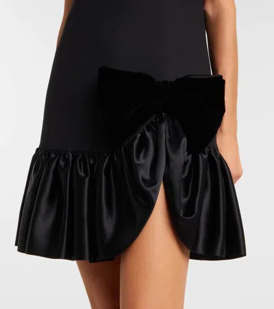 Valentino Garavani Bow Detail Wool And Silk Mini Dress In Black