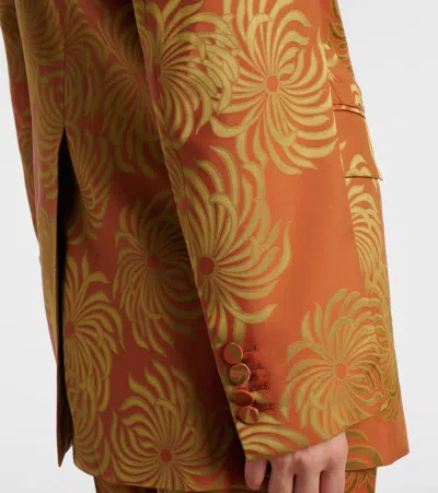Dries Van Noten Floral Double-dye Jacquard Blazer In Burgundy