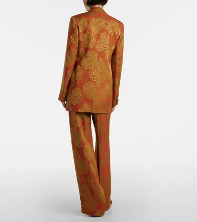 Dries Van Noten Floral Double-dye Jacquard Blazer In Burgundy