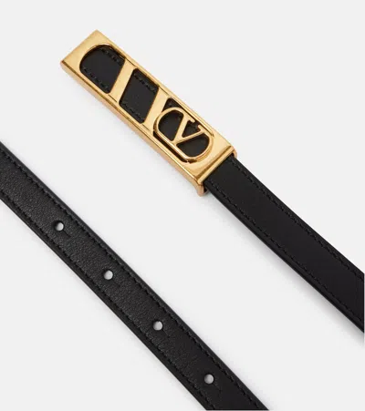 Valentino Vlogo Signature Belt In Shiny Calfskin 15 Mm In Black