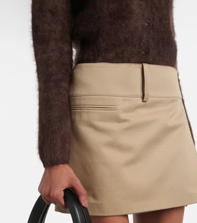 Frame The Teddy Cardi Brown Cropped Crewneck Cardigan With Front Button Closure In Cashmere Woman In Brown