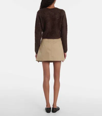 Frame The Teddy Cardi Brown Cropped Crewneck Cardigan With Front Button Closure In Cashmere Woman In Brown
