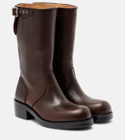 Dries Van Noten Women Dark Brown Leather Boots In Brown