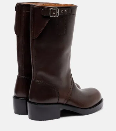 Dries Van Noten Women Dark Brown Leather Boots In Brown