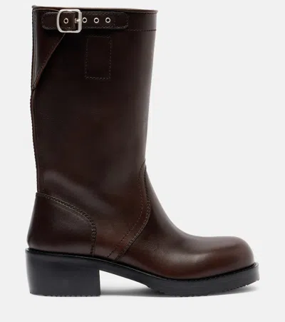 Dries Van Noten Women Dark Brown Leather Boots In Brown