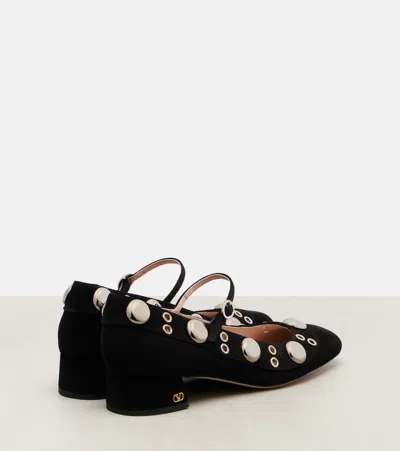 Valentino Nellcote 30 Embellished Mary Jane Suede Pumps In Black