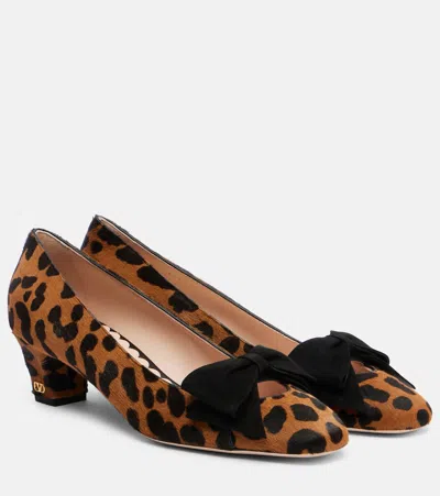 Valentino Garavani Bowow 25 Suede-trimmed Leopard-print Calf Hair Pumps In Multi