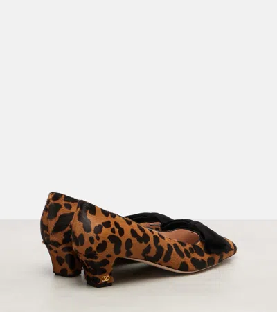 Valentino Garavani Bowow 25 Suede-trimmed Leopard-print Calf Hair Pumps In Multi