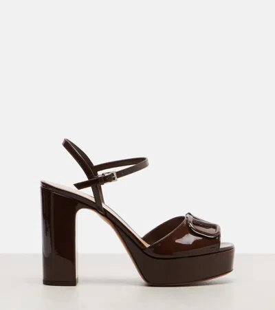 Valentino Garavani Valentino Vlogo 115 Patent Platform Sandal In Burgundy