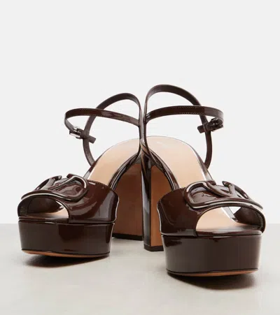 Valentino Garavani Valentino Vlogo 115 Patent Platform Sandal In Burgundy