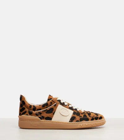 Valentino Garavani Upvillage Leopard Calf Hair Sneakers In Animal Print