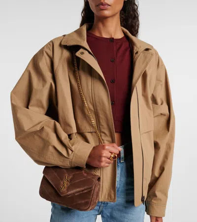 Saint Laurent Brown Suede Mini Loulou Crossbody Bag In Brown