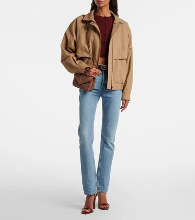 Saint Laurent Brown Suede Mini Loulou Crossbody Bag In Brown