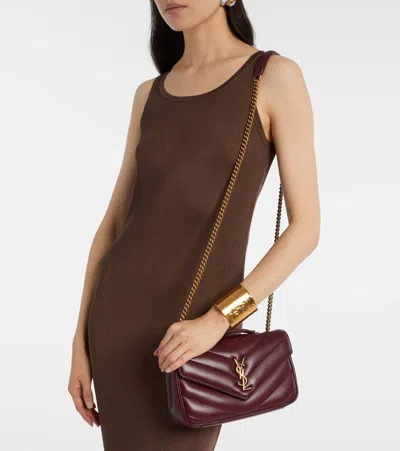 Saint Laurent Large Flip Shoulder Bag In Burgundy