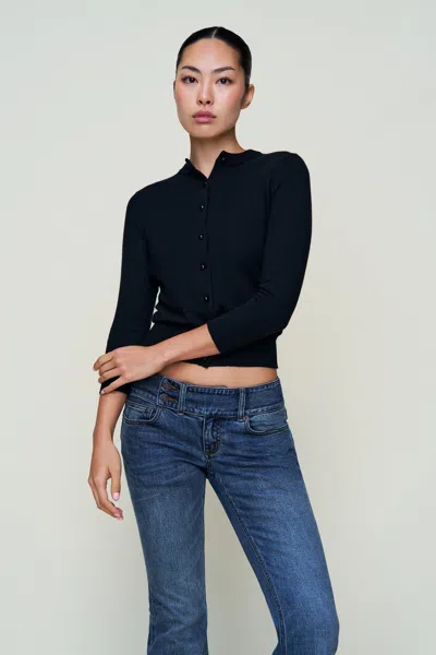Danielle Guizio Ny Emelie Wool Cardigan In Blue