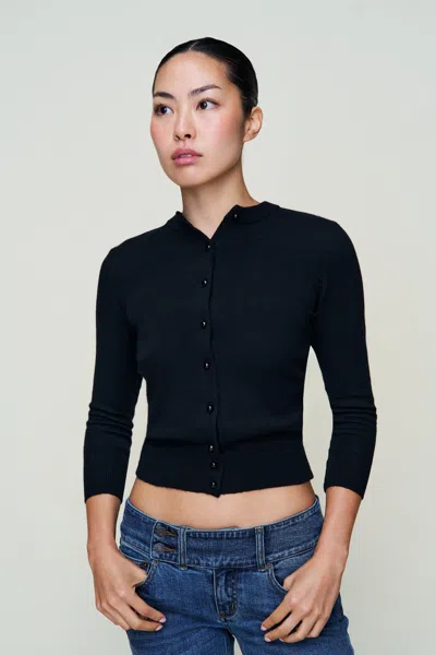Danielle Guizio Ny Emelie Wool Cardigan In Blue