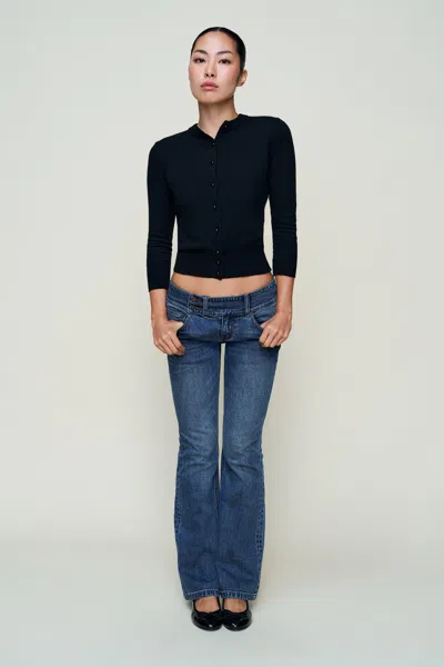 Danielle Guizio Ny Emelie Wool Cardigan In Blue