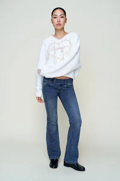 Danielle Guizio Ny Guizio Heart Wool Sweater In White