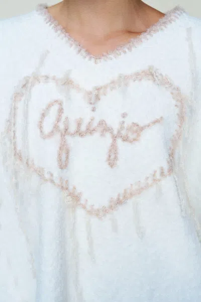 Danielle Guizio Ny Guizio Heart Wool Sweater In White