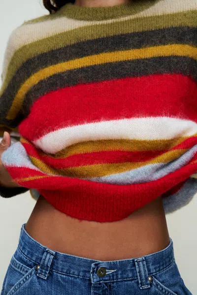 Danielle Guizio Ny Hawley Oversized Stripe Wool Jumper In Multi