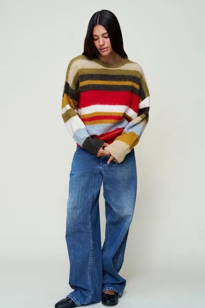 Danielle Guizio Ny Hawley Oversized Stripe Wool Jumper In Multi